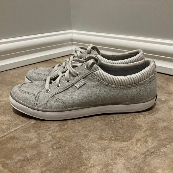 Keds Women's Gray Lace Up Canvas Sneakers Size 7 - Picture 1 of 6